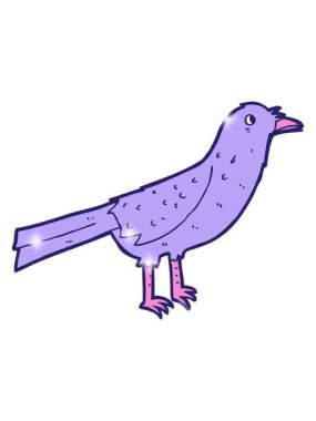 Sevimli çizgi film karakteri kuşunun ışıltı etkisi