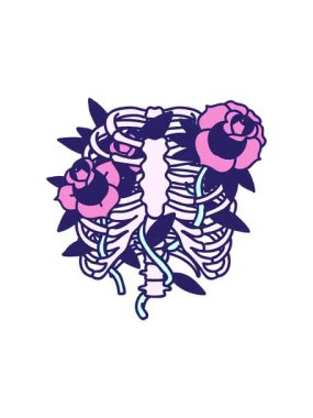 Geleneksel bir göğüs kafesi ve çiçek stilinde dövmenin hareketli animasyonu