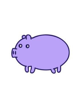 Şişko bir domuzun tatlı çizgi filminin basınçlı animasyonu