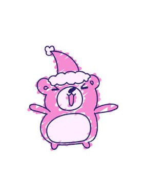 Dikkat çeken animasyon Noel Ayısı Tebeşiri Çizimi