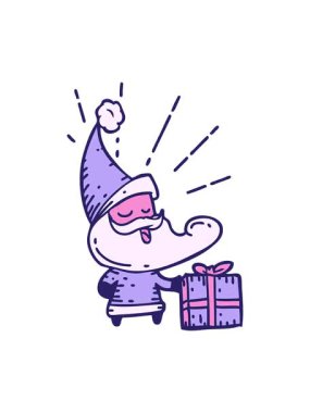 Geleneksel dövme stili Noel Baba karakterinin baskılı animasyonu