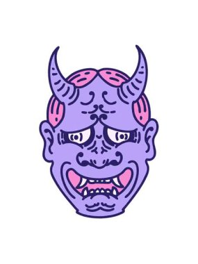 Japon tiyatro kabuki maskesinin hareketli animasyonu