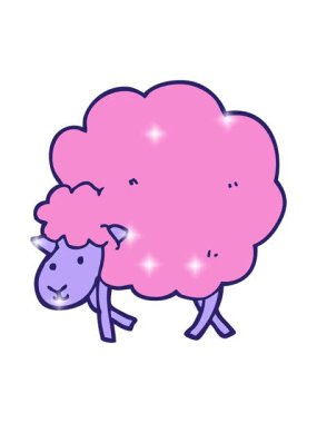 Bir çizgi film koyununun ışıltı etkisi