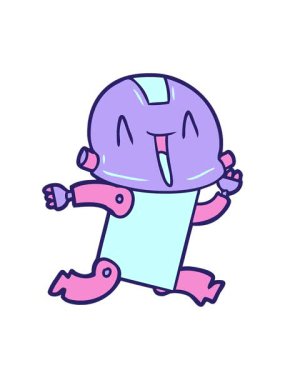 Çizgi film android illüstrasyonunun animasyonunu salla ve durdur