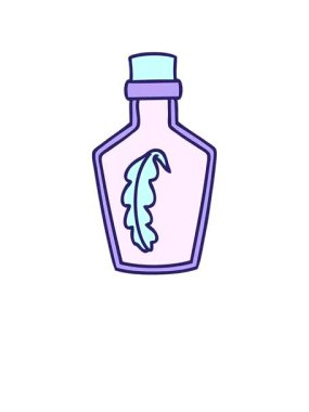 Büyülü bir tüy çizgi filminin canlandırması cam bir şişeye kapatıldı.