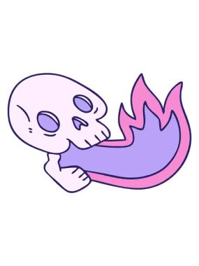 Titreyen hareketli ateş nefesli el animasyonu tuhaf bir kafatası çizimi.