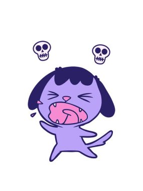 Çizgi film köpeğinin havlamasının kafatası animasyonu.