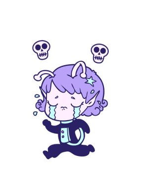 Ağlayan uzaylı bir kızın kafatası animasyonu.