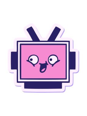 Bob ve duraklat sevimli bir robot kafa tasarımının çıkartmasının animasyonunu