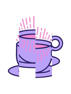 Bir fincan kahvenin dizaynının bölünen hareketi