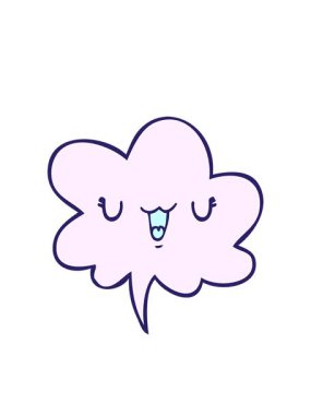 Yanıp sönen radyal çizgiler. Konuşma baloncuklu şirin mutlu çizgi film suratının animasyonu.