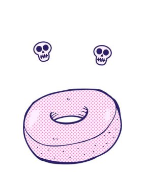 Bir çizgi film donutunun kafatası animasyonu