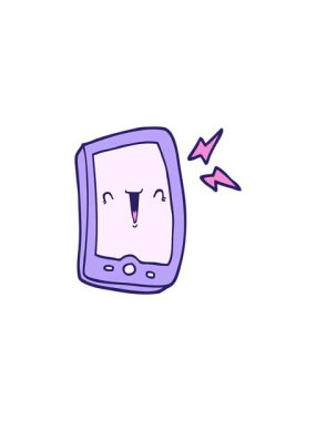 Sevimli çizgi film cep telefonunun yıldız patlaması etkisi animasyonu