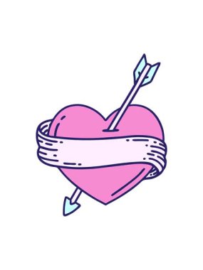 Okun kalp ve bayrağının basınçlı animasyonu