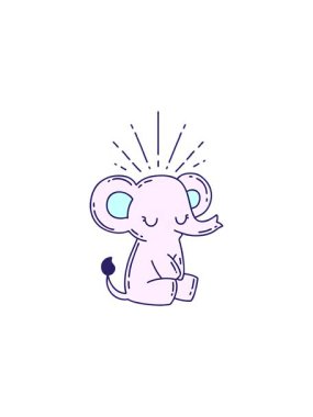 Dövme stili sevimli fil çizgi filinin yıldız patlaması etkisi animasyonu