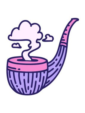 Sigara içen bir piponun ikonik dövme şeklindeki görüntüsünün titreşimli hareketi