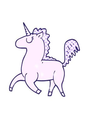 Tek boynuzlu atın karikatür animasyonu.