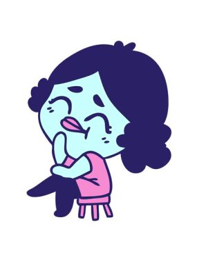 Bir kawaii kadının serbest çizim hareketli animasyonunu oynat