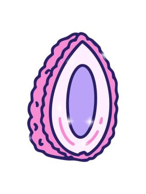 Yarı karikatüre bölünmüş geleneksel Brezilya coxinha animasyonu