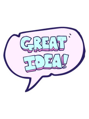 freehand çizilmiş konuşma balonu çizgi filmi Büyük IDEA sembolünün pixelize etkisi canlandırması