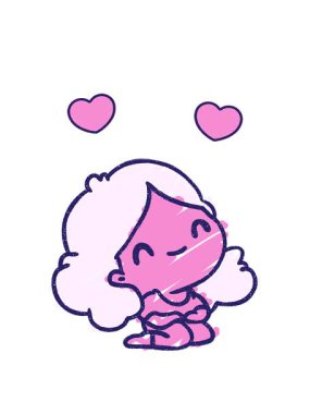 Mutlu Kadın Chalky Çiziminin dönen kalp animasyonu