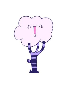 Titreyen hareketli çizgi film animasyonu gülen ağaç