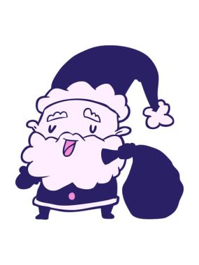 Çizgi film Noel Baba 'nın hediye çuvallarını taşıyan animasyonu.