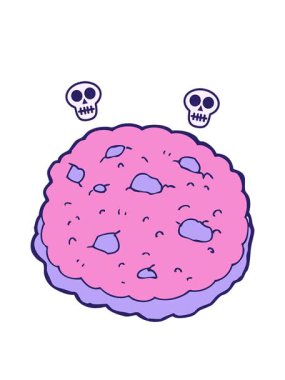 Çikolata parçalı kurabiye çizgi filminin kafatası animasyonu