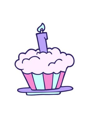 Karikatür karalamalı doğum günü pastasının hareketli animasyonu