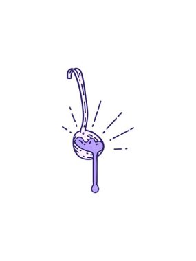 Geleneksel bir et sosu dövme kepçesi çiziminin canlandırma etkisi