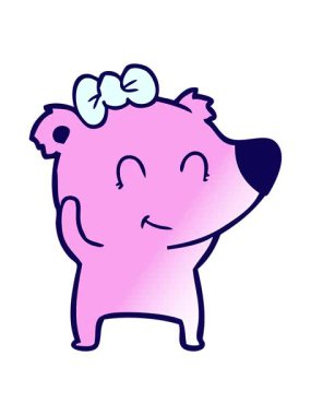 Ayı çizgi film karakterinin neon ışık efekti animasyonu