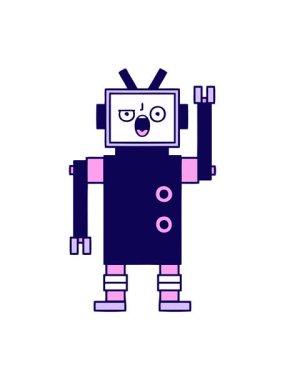 Kızgın bir robotun neon ışık efekti animasyonu