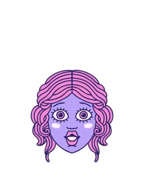 Kadın yüzünün ikonik dövme şeklindeki hareketli animasyonu