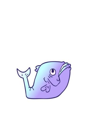 Komik karikatür karalama balığının animasyonunu genişletiyor.