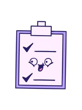 Kontrol listesinin sevimli karikatürünün titreşimli hareket animasyonu