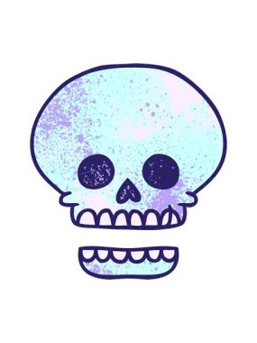 Bir kafatası karalaması çizilmiş el çizimi hareketli animasyon