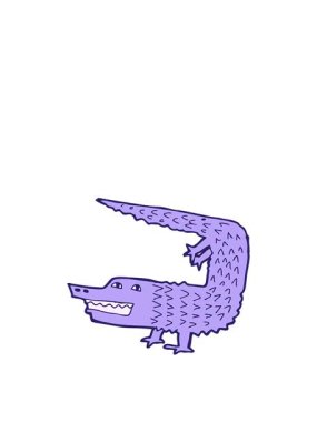 Çizgi film timsahı çiziminin zıplama hareketi animasyonu