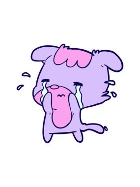 Hüzünlü köpeğin ağlayışının neon ışık efektleri çizgi filmi