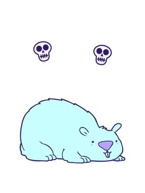 wombat çizgi filminin dönen kafatası animasyonu