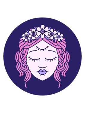 Bob ve üçüncü gözlü kadın yüzünün ikonik dövme görüntüsünün animasyonunu durdur