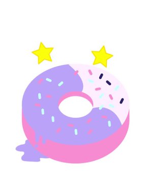 dönen yıldızlar lezzetli bir buzlu çöreğin düz renk çiziminin animasyonu