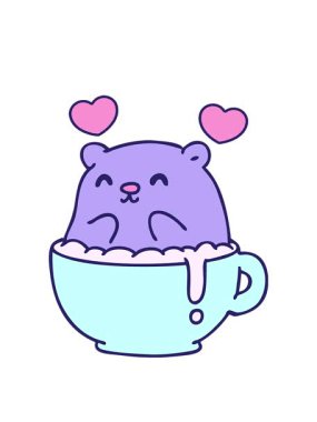 Küçük bir ayının çizgi filminin dönen kalp animasyonu ne yazık ki lattene oturdu.