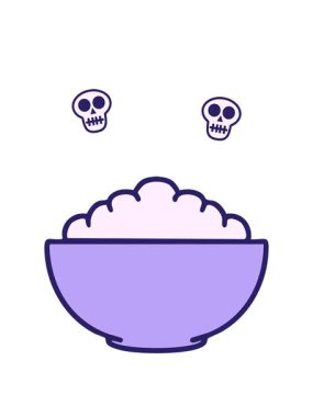 Kafataslarını döndürerek basit bir kasedeki sıcak pirincin animasyonunu yapmak