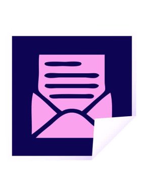 Bir mektup ve zarfın kare soyma etiket karikatürünün neon ışık efekti animasyonu