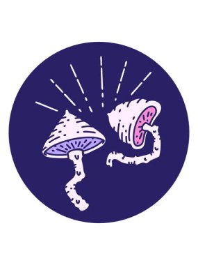 Dövme stili mantarların titreşimli hareketli simgesi