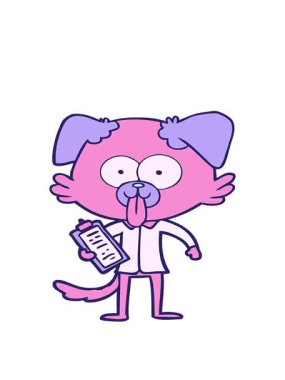 Dili dışarı çıkmış çizgi film köpeğinin hareketli animasyonu.