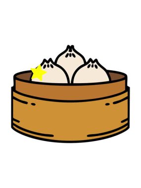 Parıldayan yıldızlar Japon hamur köftelerinin dairesel bir buharlı gemi içinde canlandırılmasını etkiler.