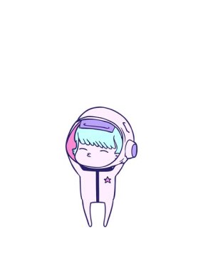 Meraklı astronot çizgi filminin zıplama hareketi animasyonu