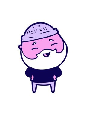 Çizgi film mutlu sakallı adamın neon ışık efekti animasyonu