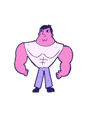 Karikatür vücut geliştiricisinin canlandırmasını salla ve durdur